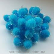 Помпончики мягкие голубые с искрящимися ворсинками (снежки)