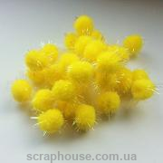 Помпончики мягкие желтые с искрящимися ворсинками (снежки)