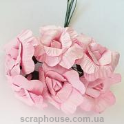 Розы раскрытые бумажные розовые 6 шт.