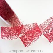 Лента Паутинка красная, плотная нитевая плетенка, ширина 3,0 см