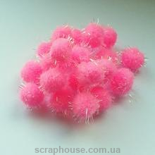 Помпончики мягкие розовые с искрящимися ворсинками (снежки)