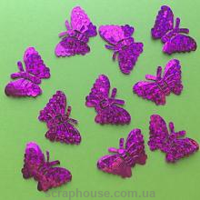Бабочки пайетки розовые объемные голограммные