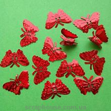 Бабочки пайетки красные объемные голограммные