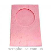 Заготовка для открытки с круглым окошком розовая