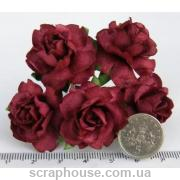 Розы бордо, в букете 5 шт, размер бутона 2,5 см, материал Mulberry paper, пр-во Таиланд.