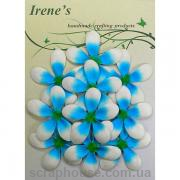 Цветы жасмина белые с голубым для скрапа, в наборе 10 шт., материал mulberry paper, размер 4 см, пр-во Таиланд.