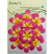 Цветы жасмина розовые с желтым для скрапа, в наборе 10 шт., материал mulberry paper, размер 4 см, пр-во Таиланд.