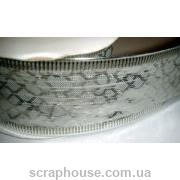Лента белая парса Серебряные чешуйки, на проволоке 3,8 см.