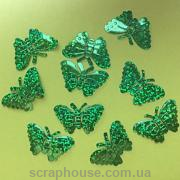 Бабочки пайетки зеленые объемные голограммные