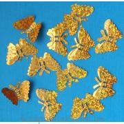 Бабочки пайетки золотые объемные голограммные