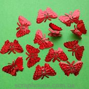 Бабочки пайетки красные объемные голограммные