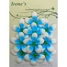 Цветы жасмина белые с голубым для скрапа, в наборе 10 шт., материал mulberry paper, размер 4 см, пр-во Таиланд.