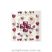 Стразы-стикеры на клеевой основе Сердечки розовые