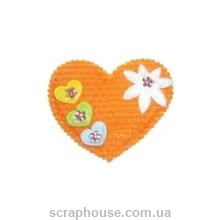 Аппликация из ткани Сердечко оранжевое