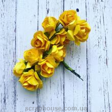 Розы бумажные желтые для скрапбукинга 12 шт
