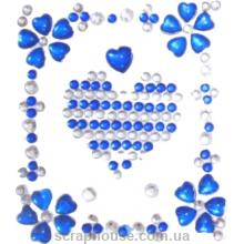 Стразы-стикеры на клеевой основе Сердечки синие