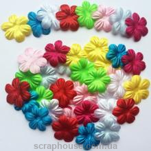 Цветочки маленькие ассорти текстильные, с круглыми лепестками