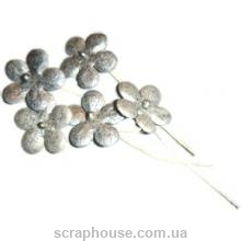Цветочки серебряные 5 шт, размер цветка 1,8 см, материал Mulberry paper, пр-во Таиланд.