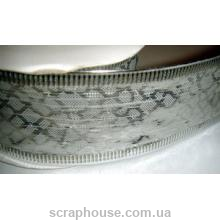 Лента белая парса Серебряные чешуйки, на проволоке 3,8 см.