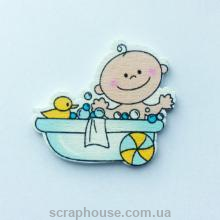 Деревянная аппликация  Малыш в ванне
