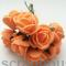 Розы абрикосовые раскрытые (лепестки - "пенка"), с бумажными листиками, на проволоке