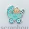 Деревянная аппликация  Малыш в голубой коляске